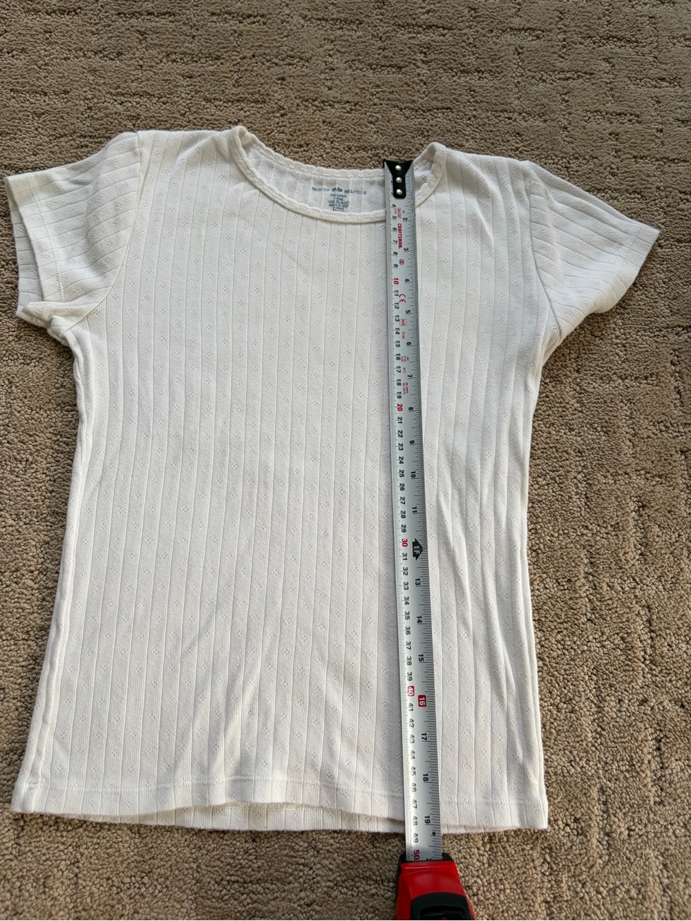 Brandy Melville Cream Pointelle Short Sleeve Tee - Picture 4 of 4
